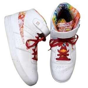 FILA Tie-dye Bandana Sneakers White Leather High-Tops Size 10